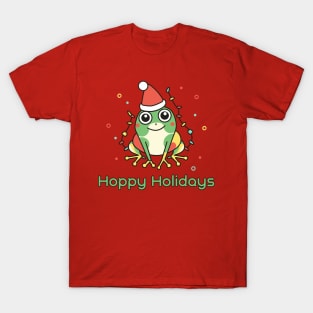 Frog with Hoppy Holidays Text T-Shirt T-Shirt